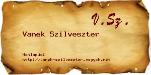Vanek Szilveszter névjegykártya