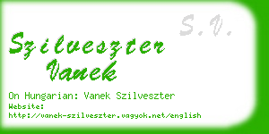 szilveszter vanek business card